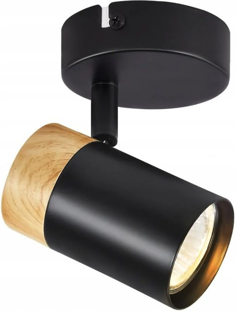 NETTLIFE Deckenleuchte im Retro-Design aus Metall und Holz in Schwarz, verstellbar, GU10 - Bild 1