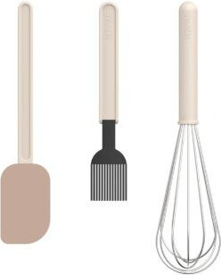 Mepal Chef It Backset 3-teilig aus Silikon und Edelstahl in Chalk mit Teigschaber groß, Backpinsel und Schneebesen groß - Bild 1