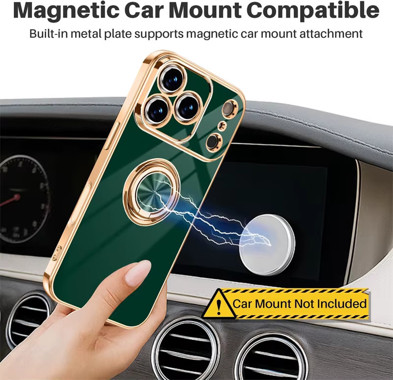 NMEGOU Silikonhülle für iPhone mit magnetischem Ringhalter in Pink oder Grün - Bild 2