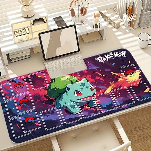 Potdemiel Gaming-Mauspad Bulbasaur Abstrakte Kunst, rutschfeste und erweiterte Schreibtischunterlage für Gamer, Mehrfarbig - Bild 1
