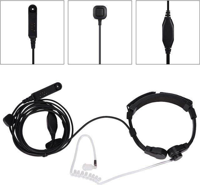 OutsideWorld Air Acoustic Tube Throat Vibration PTT Headset für BaoFeng UV XR A 58 UV 9R Plus GT-3WP in Schwarz und Transparent - Bild 1