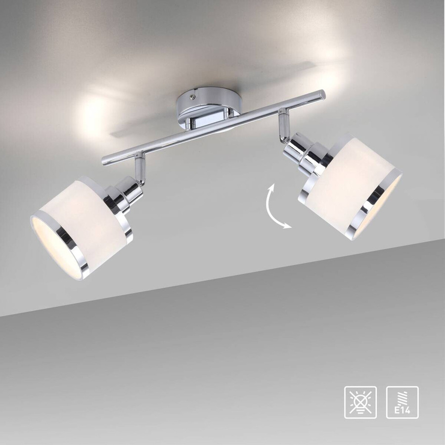 Just Light Spot Accor Deckenlampe in Chrom und Weiß, verstellbar, E14, 2 Fassungen, B/H/T: 29 x 47 x 22 cm - Bild 2