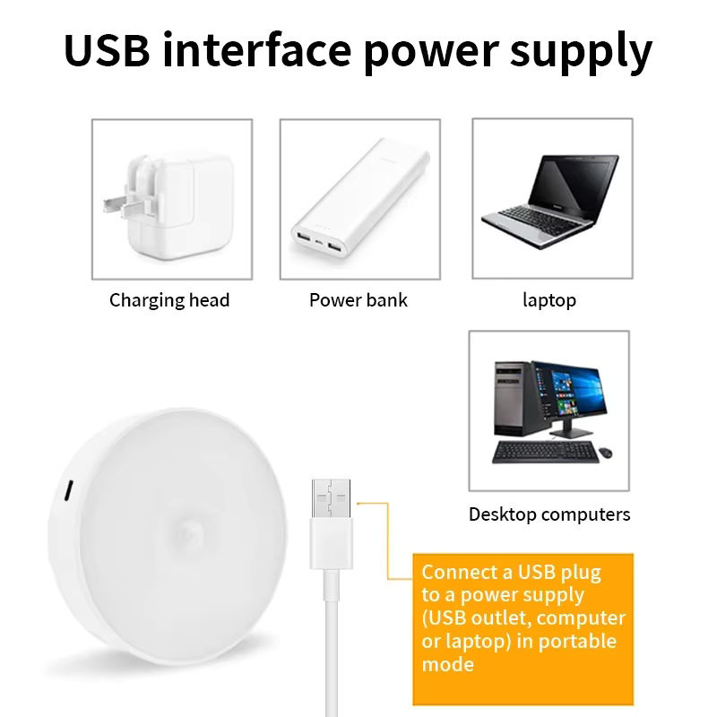 ZHIYU LED Nachtlicht mit Bewegungssensor, USB aufladbare drahtlose Schranklampe in Weiß für Küche, Garderobe und Treppe - Bild 5