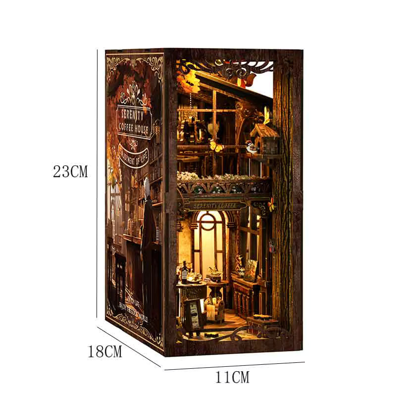 DIY Buch Nook Kit zuuton Miniatur Holz Puppenhaus 3D Puzzle Montage Modell Gebäude mit Licht als Bücherregal Einsatz Dekoration - Bild 4