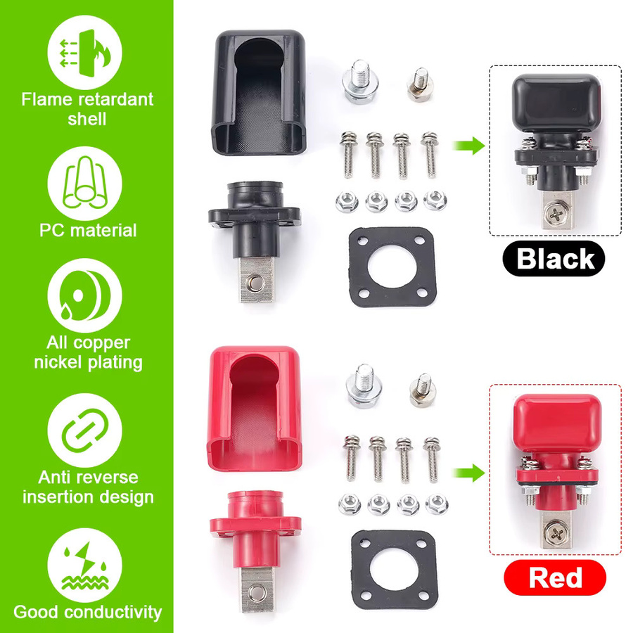 Kupfer Lithium-Batterie-Anschlussstecker in Rot, 200 A Adapter für Energiespeicher und Wechselrichter - Bild 2
