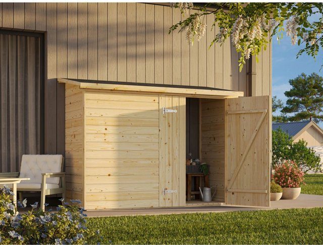 Palmako Leif Holz-Gartenhaus Grau mit Pultdach und Boden B: 234 cm, T: 95 cm, H: 189 cm - Bild 1