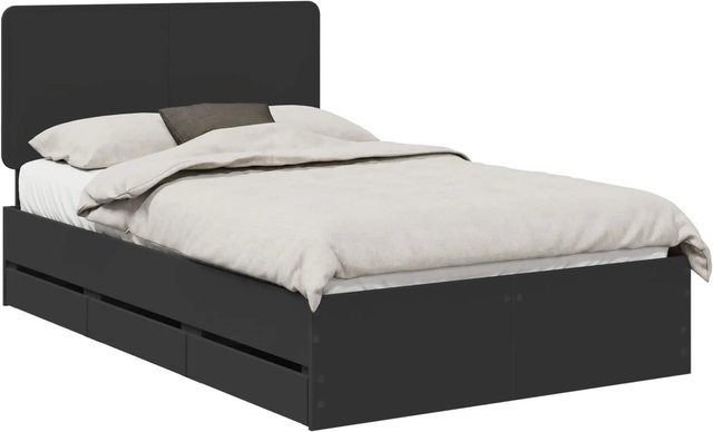 vidaXL Bettrahmen mit Schubladen in Schwarz, modernes Design aus Holzwerkstoff, B/T/H: 120 x 200 cm - Bild 1