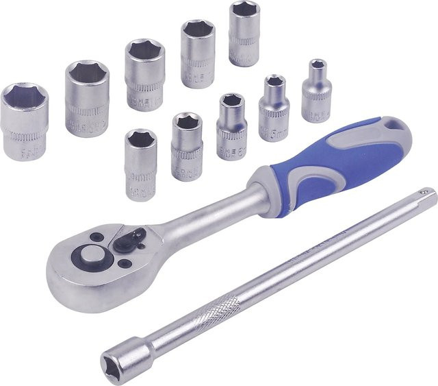 LUX-TOOLS Steckschlüssel Set 12-teilig aus Chrom-Vanadium in Silber - Bild 1