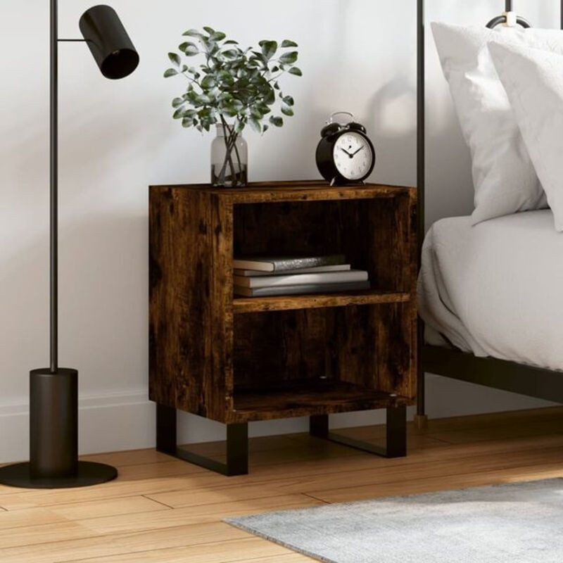 Nachttisch Vidaxl in Räuchereiche und Braun aus Holzwerkstoff und Metall im Industrial Design, B/T/H: 40 x 30 x 50 cm - Bild 1