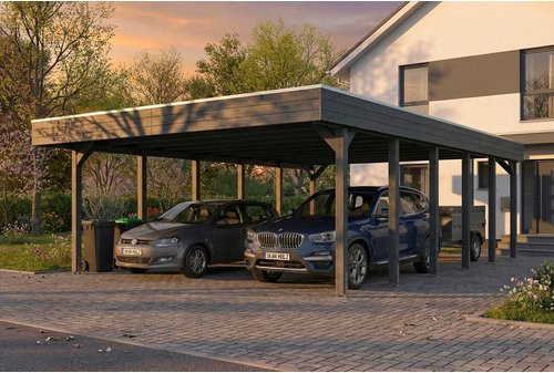 SKANHOLZ Carport Friesland aus Fichte mit Stahl-Dachplatten in Schiefergrau, B: 546 cm, T: 860 cm - Bild 1