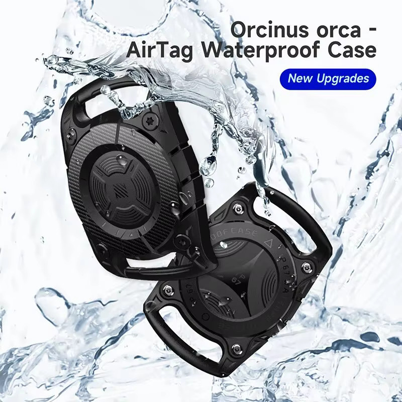 Wasserdichtes Apple AirTag Gehäuse mit Schlüsselanhänger aus weichem TPU in Rot und Schwarz - Bild 2