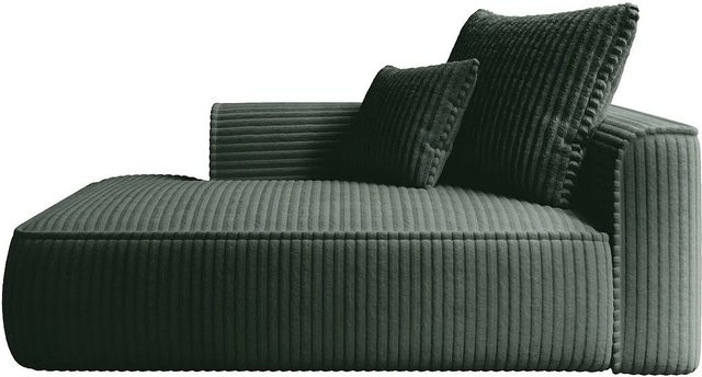 Vente-unique Recamiere Pineta ohne Schlaffunktion in Grün mit Cord-Bezug, Breite: 180 cm - Bild 1