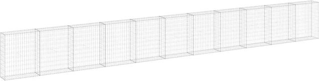 vidaXL Gabionenwand mit Abdeckung aus verzinktem Stahl in Silber, B/H/T: 900 x 100 x 30 cm - Bild 1
