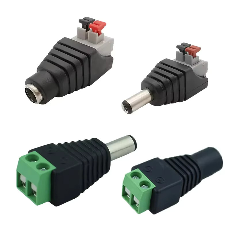5 Stück DC-Stromanschluss-Adapter Set mit männlichen und weiblichen Steckern 2,1 mm x 5,5 mm in Schwarz für CCTV-Kameras und LED-Streifen - Bild 4