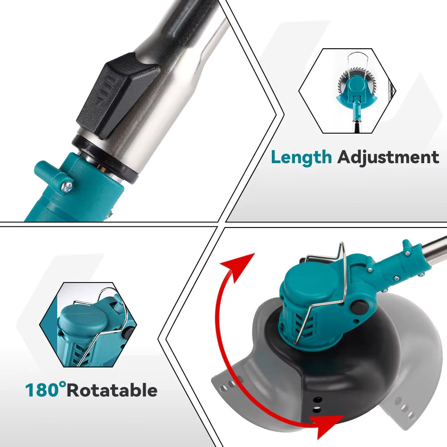 YOFIDRA Kabelloser Elektrischer Rasenmäher und Rasentrimmer, Faltbar und Einstellbar, 100-135 cm, Garten-Unkrautentferner kompatibel mit Makita 21V Akku - Bild 5