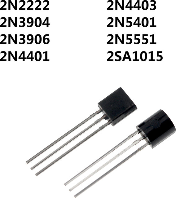 Hongqichip 200 Stück Transistor-Set mit 2N2222, 2N3904, 2N3906, 2N4401, 2N4403, 2N5401, 2N5551, 2SA1015 in TO-92 DIP Gehäuse, Schwarz - Bild 1