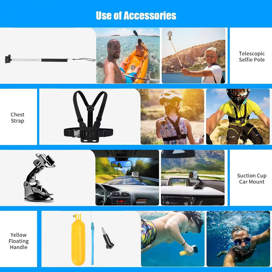 VeFly 50-in-1 Action Kamera Zubehör-Set für GoPro Hero 13 12 11 10, Insta360 X5 und DJI Osmo Action 6 5Pro - Bild 2