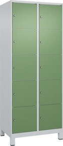C+P Schließfachschrank Classic PLUS mit 2 Abteilen und Füßen, Farbe Grau und Resedagrün, B/T/H: 80 x 50 x 195 cm - Bild 1