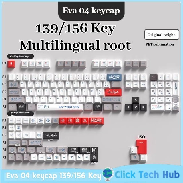 TOYOLEE Eva 04 Tastenkappen Set aus PBT mit Cherry-Profil in Mehrsprachig Deutsch Koreanisch Japanisch Spanisch Französisch für mechanische Tastaturen - Bild 1