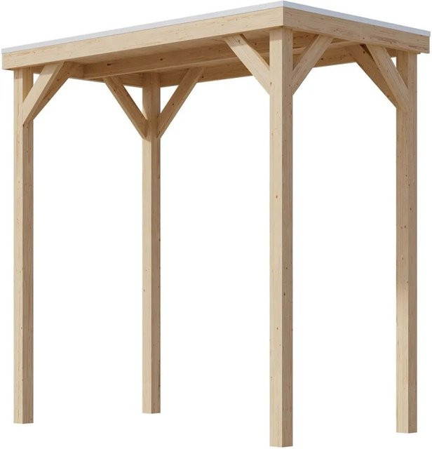 Karibu Pavillon Kvadrat aus nordischer Fichte in Natur mit Massivholzdach, B/T/H: 243 x 231 x 124,5 cm - Bild 1
