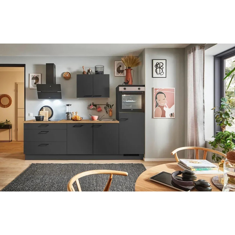 pino Küchenzeile Grafit mit 1 Geräteschrank, Breite: 250 cm, Tiefe: 60 cm, Höhe: 174 cm - Bild 2