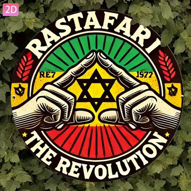 Potdemiel Rastafari Movement Retro-Wanddekoration aus Aluminium, rund, mehrfarbig, Durchmesser: 20 cm - Bild 4