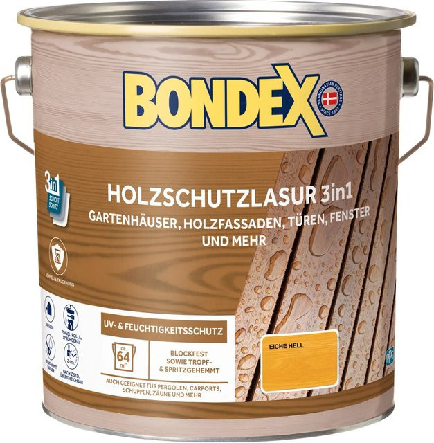 Bondex Holzschutzlasur 3 in 1 Wasserbasiert in Nussbaum Braun - Bild 1