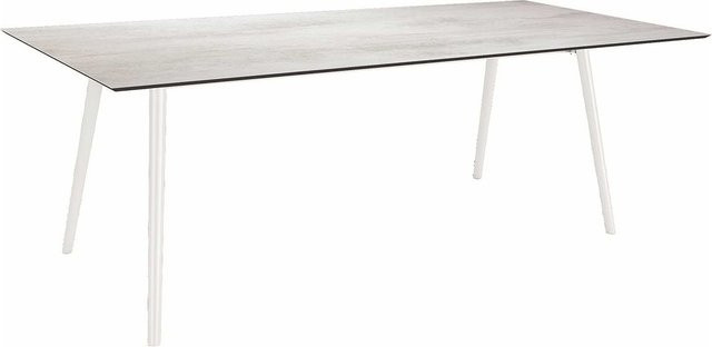 Stern Tisch Interno mit konischem Rundrohr aus Aluminium in Weiß und Silverstar 2.0 Zement hell, B/T: 220 x 100 cm - Bild 1