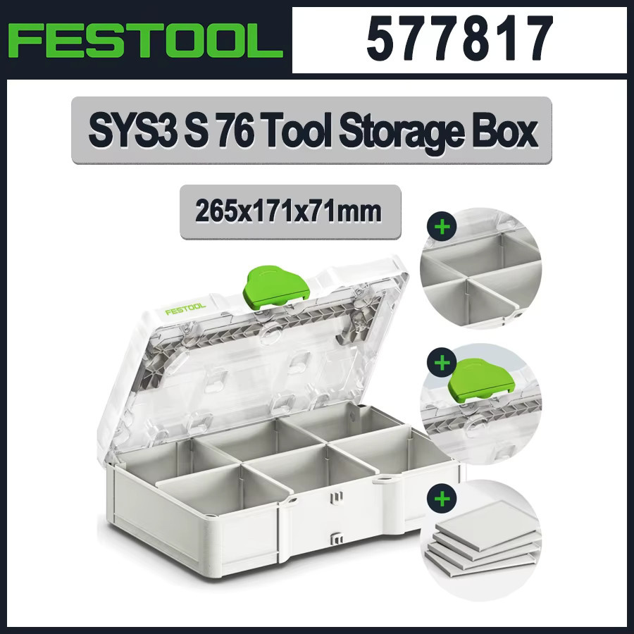 Festool SYS3 S 76 Werkzeugaufbewahrungsbox für Elektrowerkzeug-Zubehör B/T/H: 26,5 x 17,1 x 7,1 cm - Bild 1