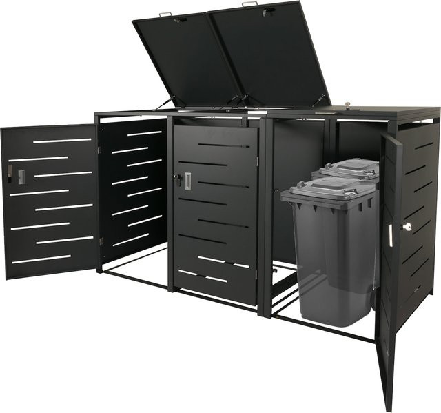 Mülltonnenverkleidung MCW-E83 Mülltonnenbox aus Stahl, Anthrazit, B/H/T: 212 x 116 x 98 cm - Bild 1