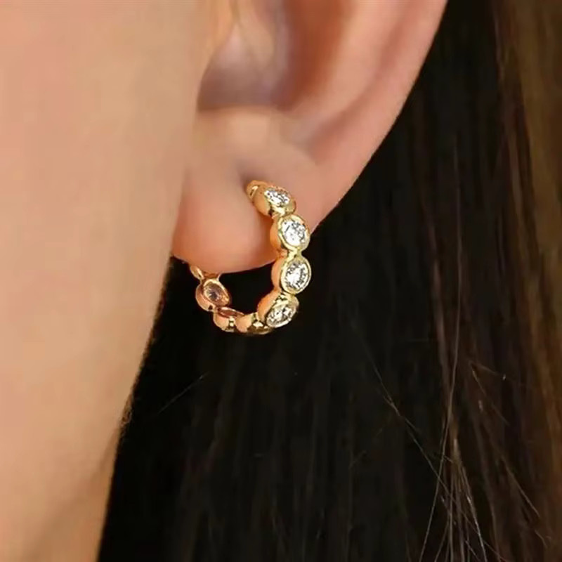 Huitan Creolen, Gold, Zirkonia, Damen - Bild 2