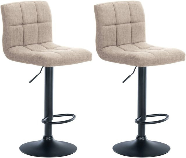 DELUKE Barhocker MADRID 2er Set, Barstühle mit Lehne aus Stoff und Metall, Creme und Schwarz, drehbar 360 Grad - Bild 1