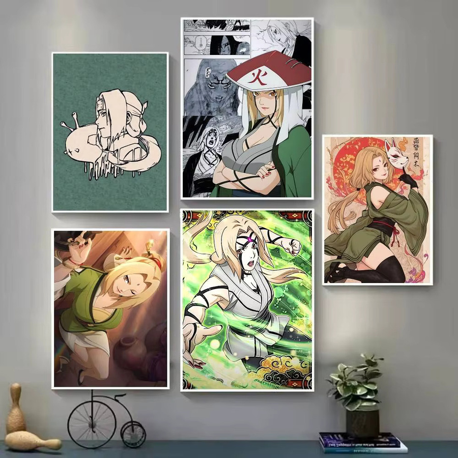 Naruto Tsunade Anime Poster als Vintage Wandkunst Illustration in Mehrfarbig - Bild 3