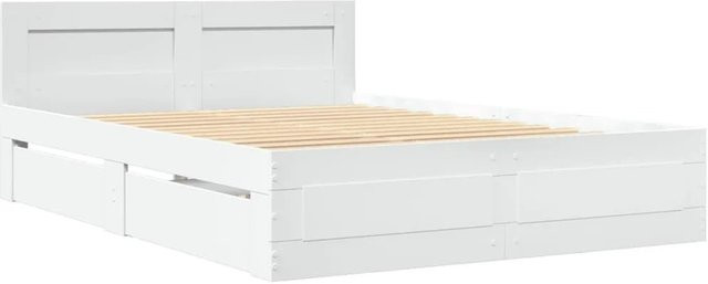 vidaXL Bettgestell mit Kopfteil in Weiß ohne Matratze B/T/H: 120 x 190 cm - Bild 1
