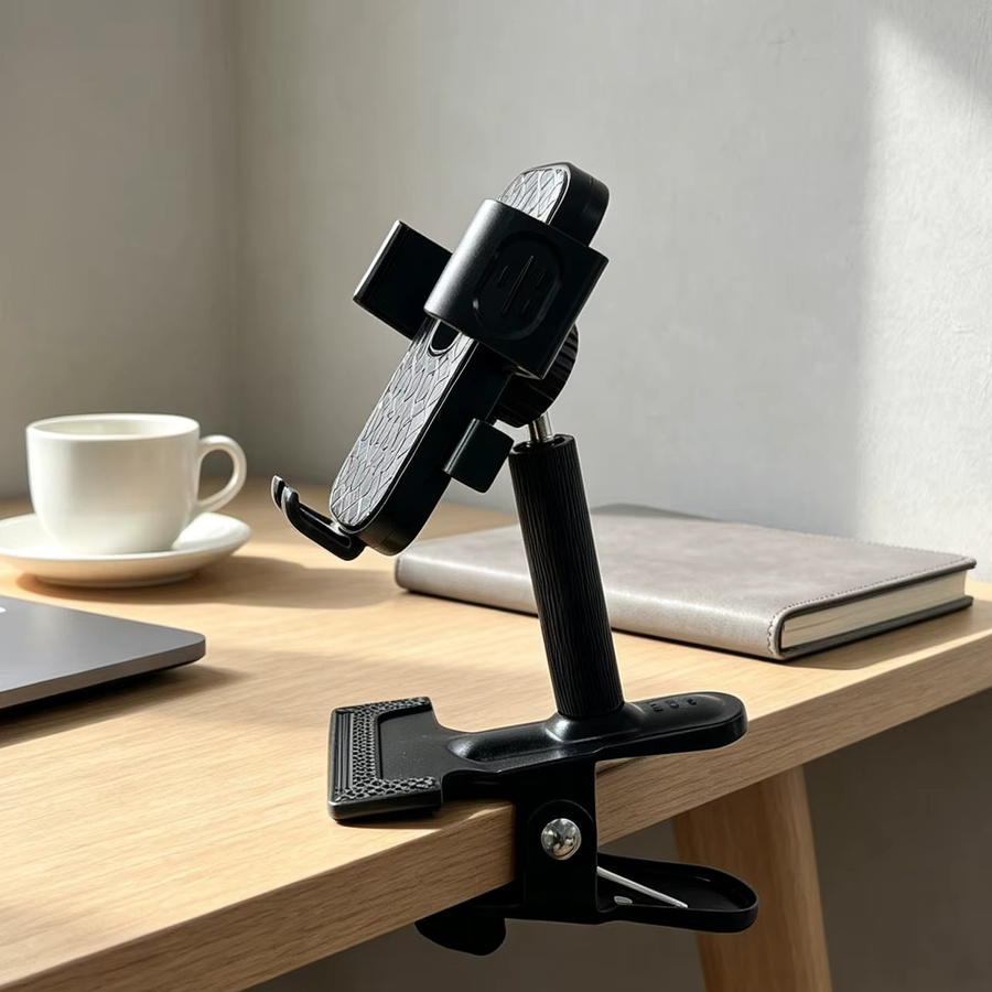 Universelle verstellbare Klemmhalterung aus Metall für Handy und Tablet in Schwarz, ideal für Desktop-Livestreaming, Zeichnen und als Kunstständer - Bild 2