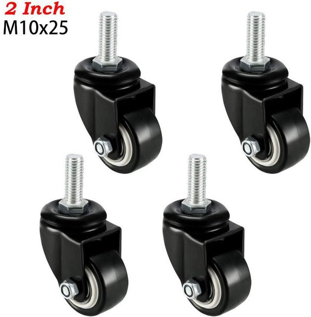 4 Stück Hochleistungs-Lenkrollen von Binchi Outdoor Equipment in Schwarz mit Bremse und M10 Gewindespindel - Bild 1