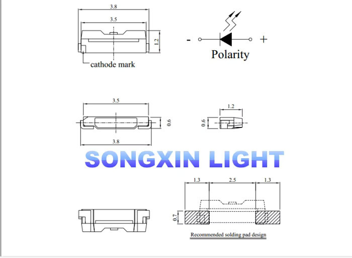 20 Stück SMD LED 020 Weiß Seitenansicht CW 3,8 x 1,0 x 0,6 mm 6000–9000 K - Bild 4