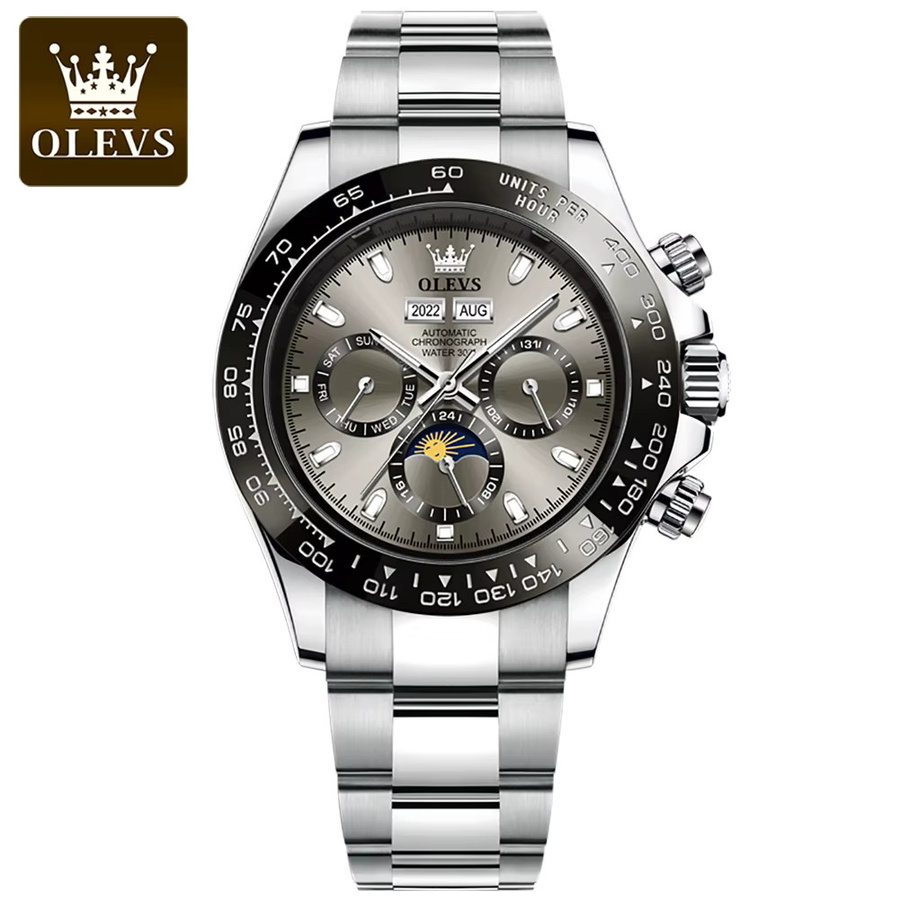 OLEVS Armbanduhr Automatik, Edelstahl, Silver Black, Herren - Bild 7