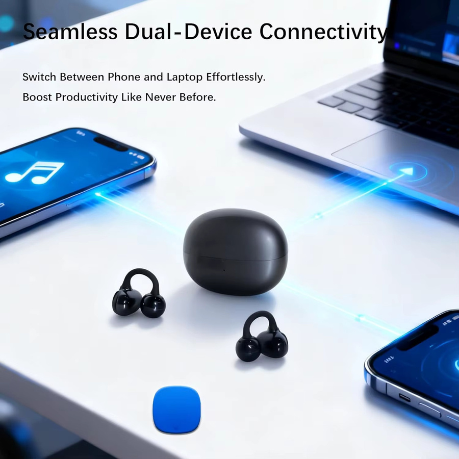 UYUXIO Clip-On Open-Ear Ohrhörer mit Bluetooth 5.4, Schwarz, 72 Stunden Akkulaufzeit - Bild 3