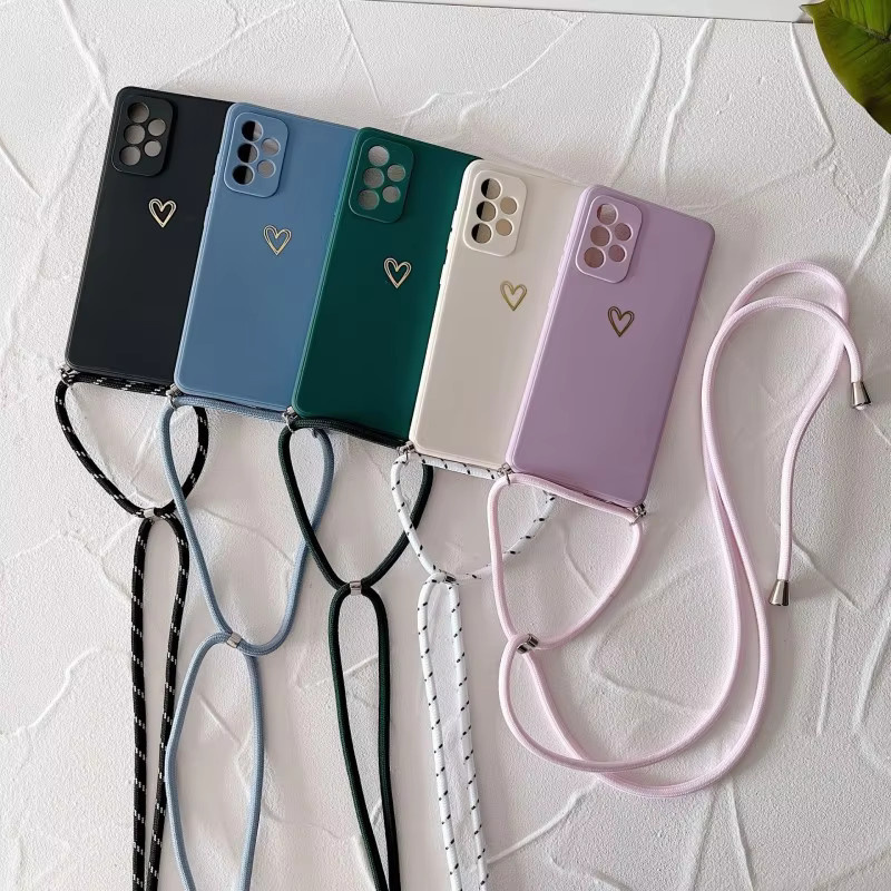 Lanyard Love Silikonhülle mit Halskordel für Samsung Galaxy S26 Ultra S25 FE S24 S23 S22 S21 Plus, stoßfest, Grau und Blau - Bild 2