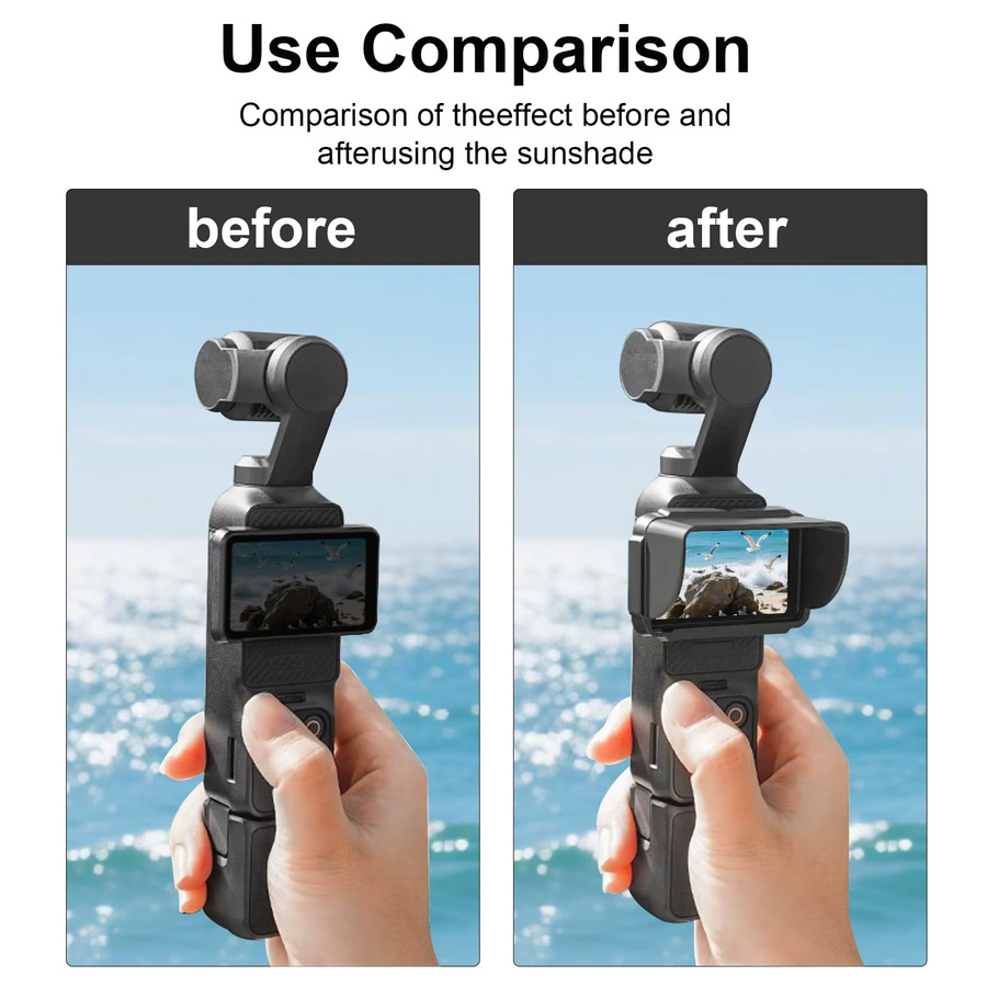 DJI Osmo Pocket 3/4 Bildschirm-Sonnenschutz in Schwarz aus hartem ABS für verbesserte Sichtbarkeit bei hellem Licht - Bild 3