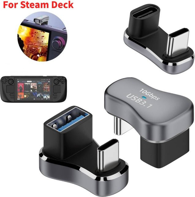 VAKIND USB-C Adapter 180 Grad Winkel USB-C Stecker auf USB-C Buchse mit 20Gbps Datenübertragung und 140W PD Schnellladefunktion - Bild 1