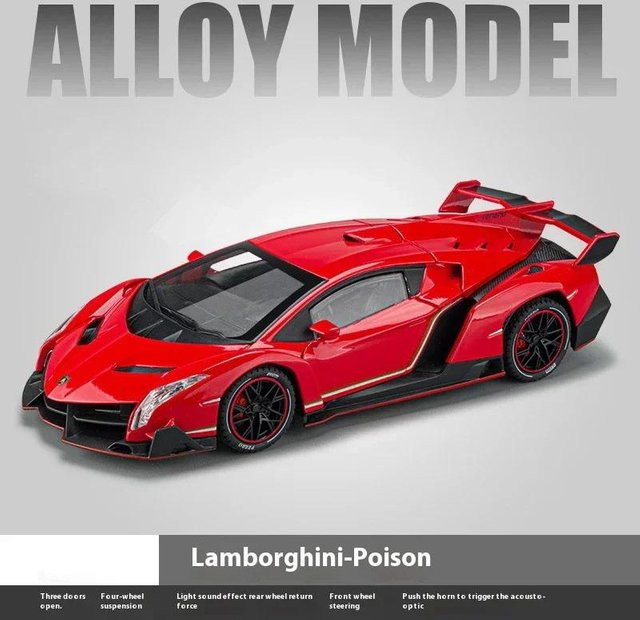 Linyi toy car Lamborghini Poison Veneno, Modellauto, 1:24, Metall, mit Licht und Sound, ab 14 Jahren - Bild 1