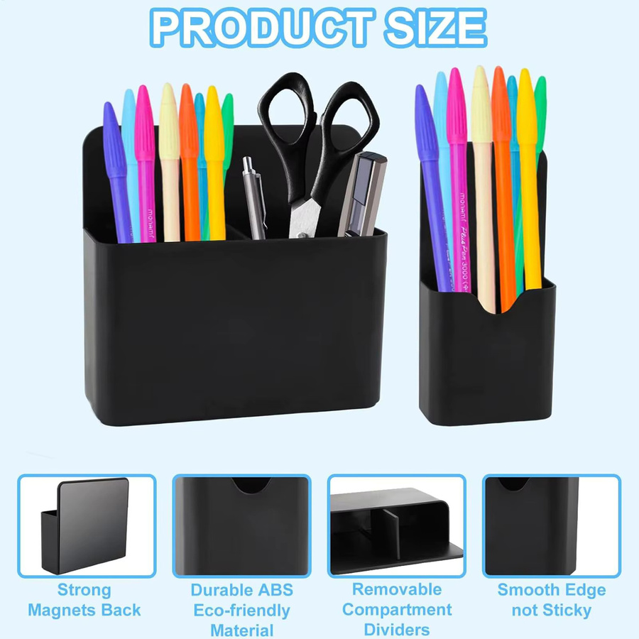 Magnetischer Stifthalter und Tassenorganizer aus Kunststoff in Schwarz für Whiteboard-Marker und Schulbedarf - Bild 4