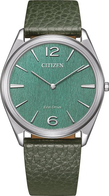 Citizen Armbanduhr Solar, Edelstahl, 38,4 mm, Leder, Grün, Unisex - Bild 1