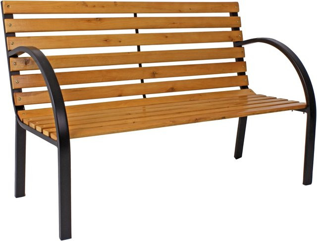 Garden Pleasure Parkbank Bellevue aus lackiertem Holz und Stahl in Braun, B/H/T: 122 x 80 x 60 cm - Bild 1