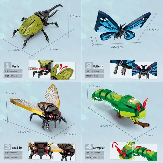 Wucifang Bags Orchideen-Gottesanbeterin Rote Gottesanbeterin, Mücken-Insekten Bausteine Spielzeug Set, ab 6 Jahren - Bild 1