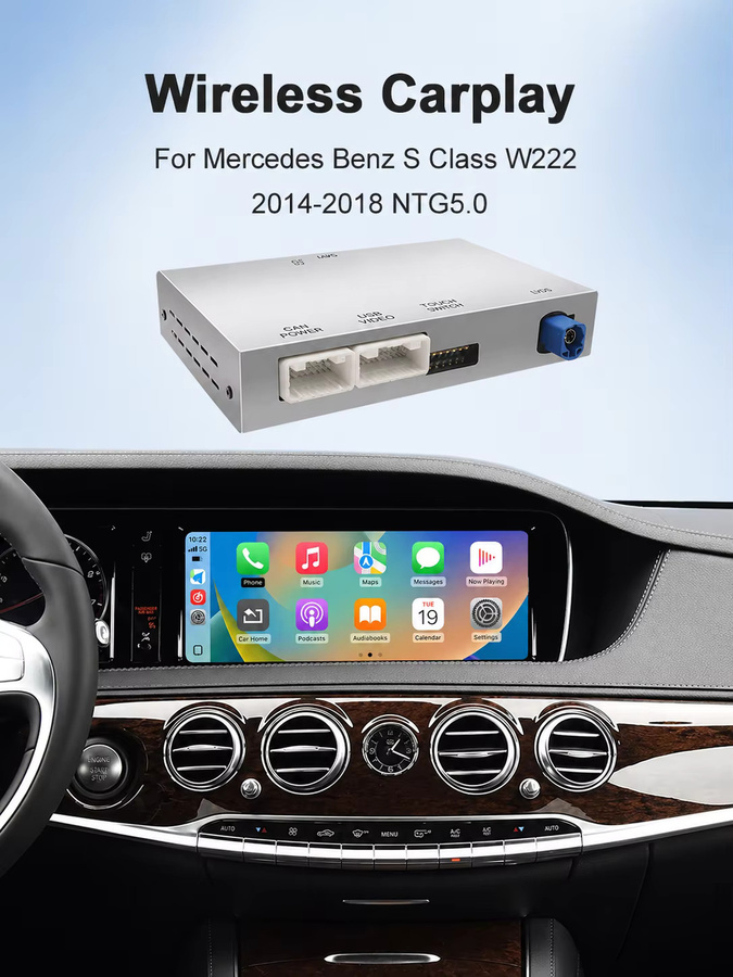 AUTOABC Wireless CarPlay Interface Retrofit Kit für Mercedes-Benz S-Klasse W222 mit NTG 5.0 System, Android Auto und Mirror Link, Silber - Bild 7