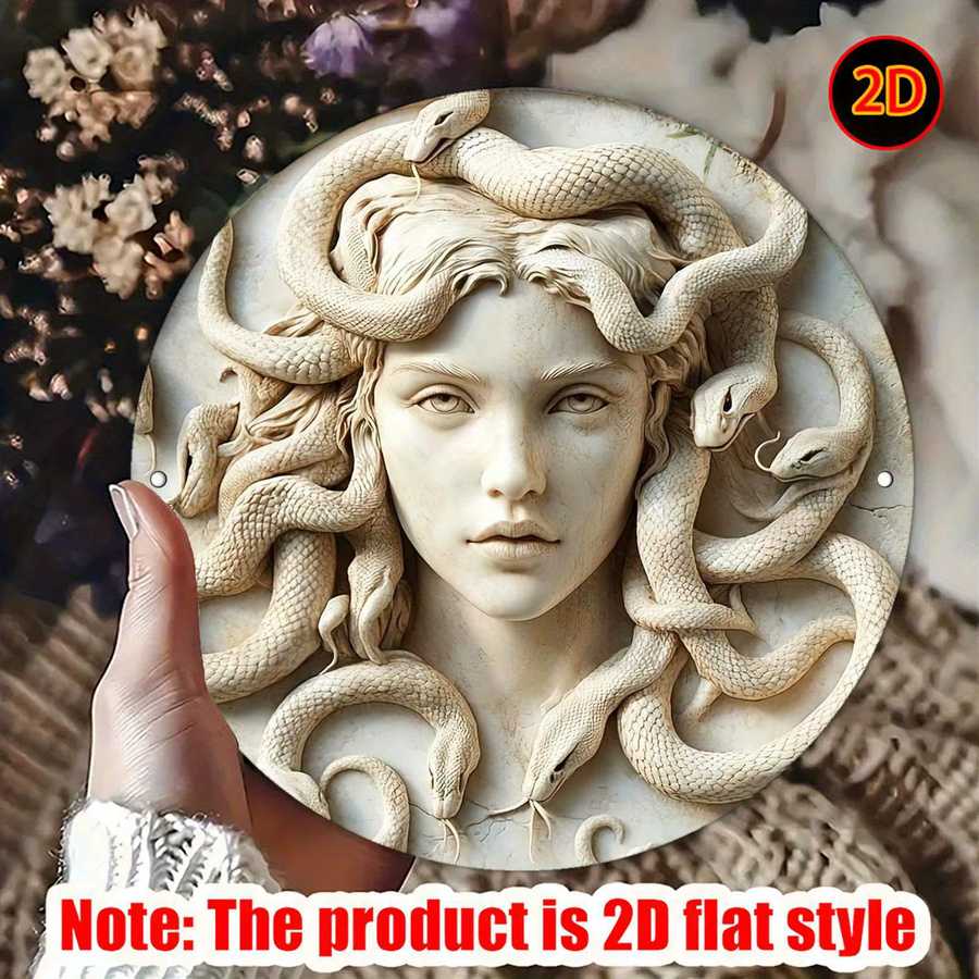 Medusa Wandkunst Metallschild CIFBUY Vintage Griechische Mythologie Deko Wandplakette Beige B/H: 50,8 x 50,8 cm - Bild 2