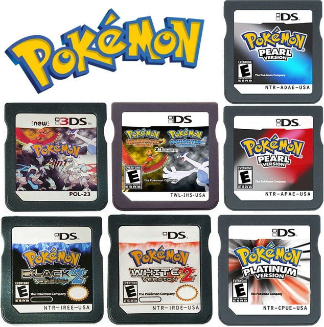R4 DS Game 23in1 4in1 Pokemon-Serie Speicherkarte für NDS und 3DS Videospielkonsolen in Schwarz mit Pokemon HeartGold, Platinum und SoulSilver US-Version - Bild 1